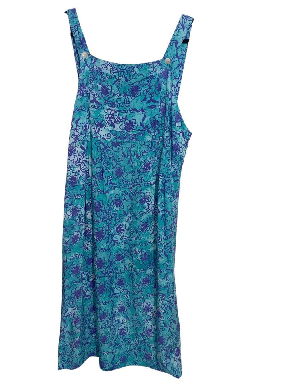VTG Very Vineyard Dress Womens Large Overall Jumper Batik Side Button Coastal